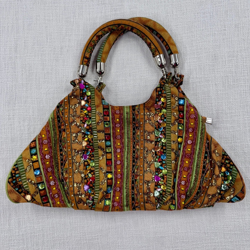 NWOT Far Nine Vintage Y2K Beaded Rhinestone Boho Shoulder Bag Purse